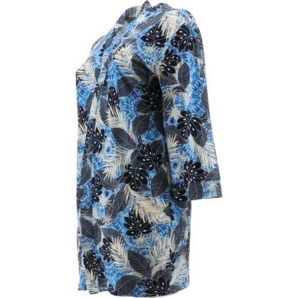 NWT ATTITUDES BY RENEE PRINT COMO JERSEY LOUNGE KIMONO TIE DYE TROPICS XXS - Picture 1 of 12
